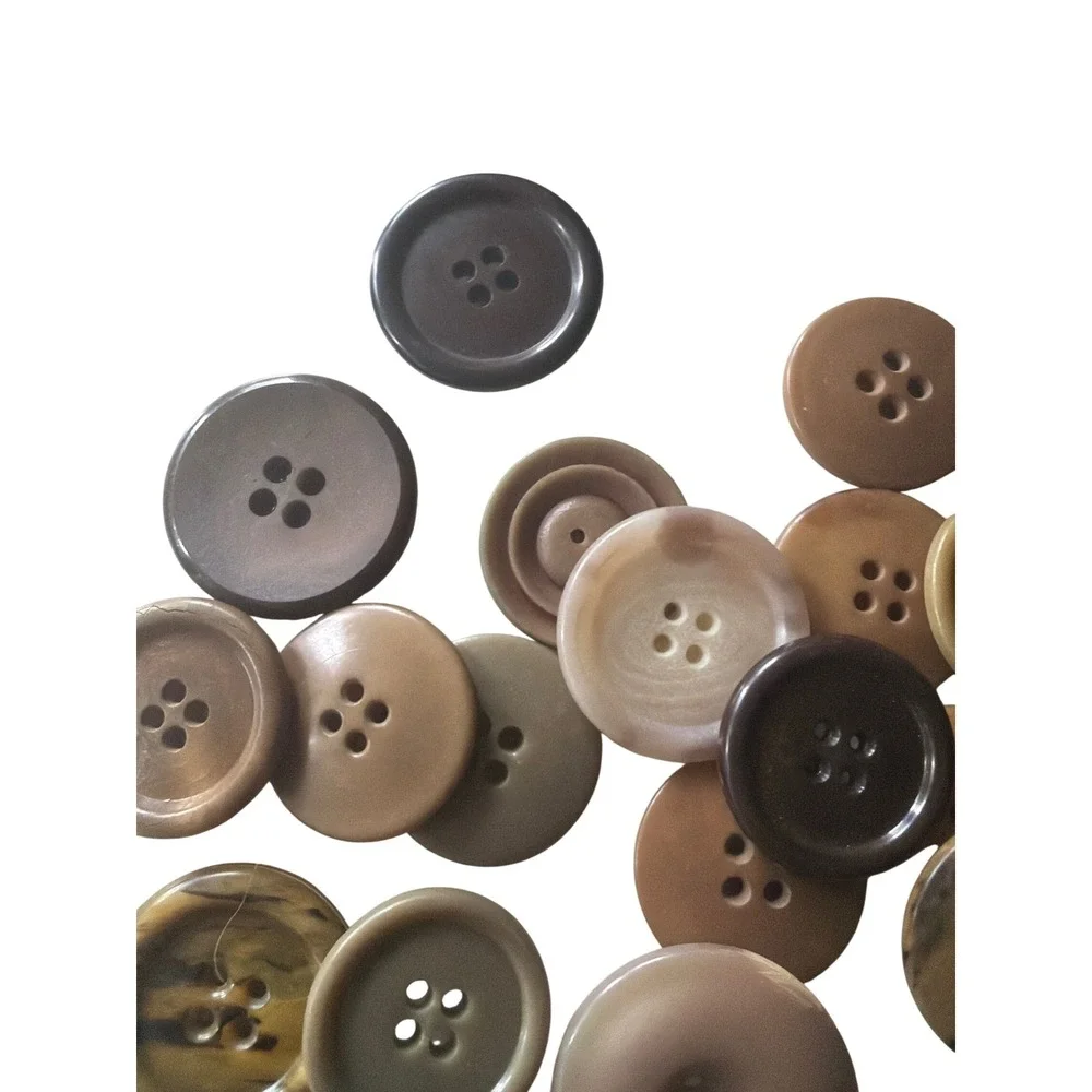 Outerwear Buttons 50+ Brown Tan Mixed Lot Vintage Faux Horn Earth Tones Bulk